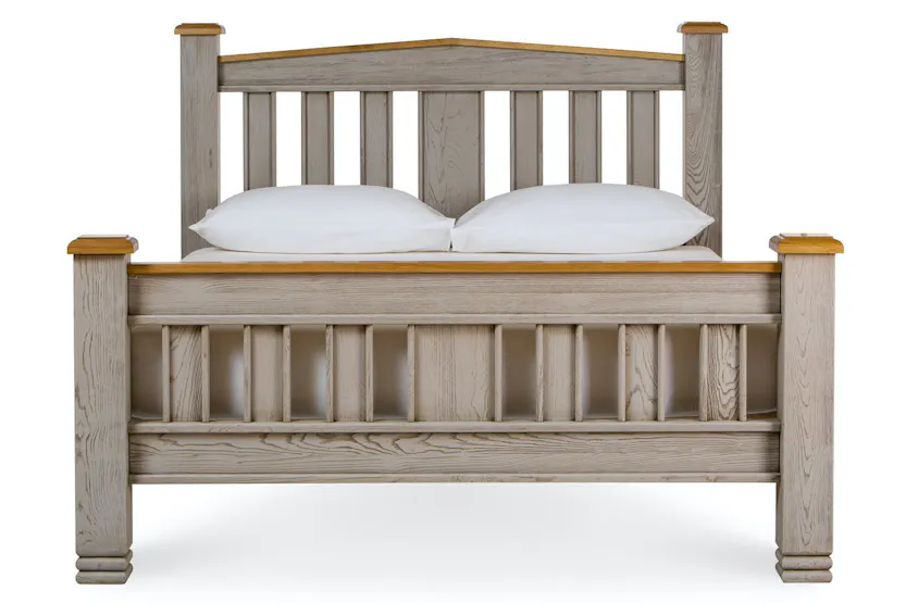 Lancaster Bed Frame | Double | 4ft6 | Aged Grey/Oak Lancaster Bed Frame | Double | 4ft6 | Aged Grey/Oak