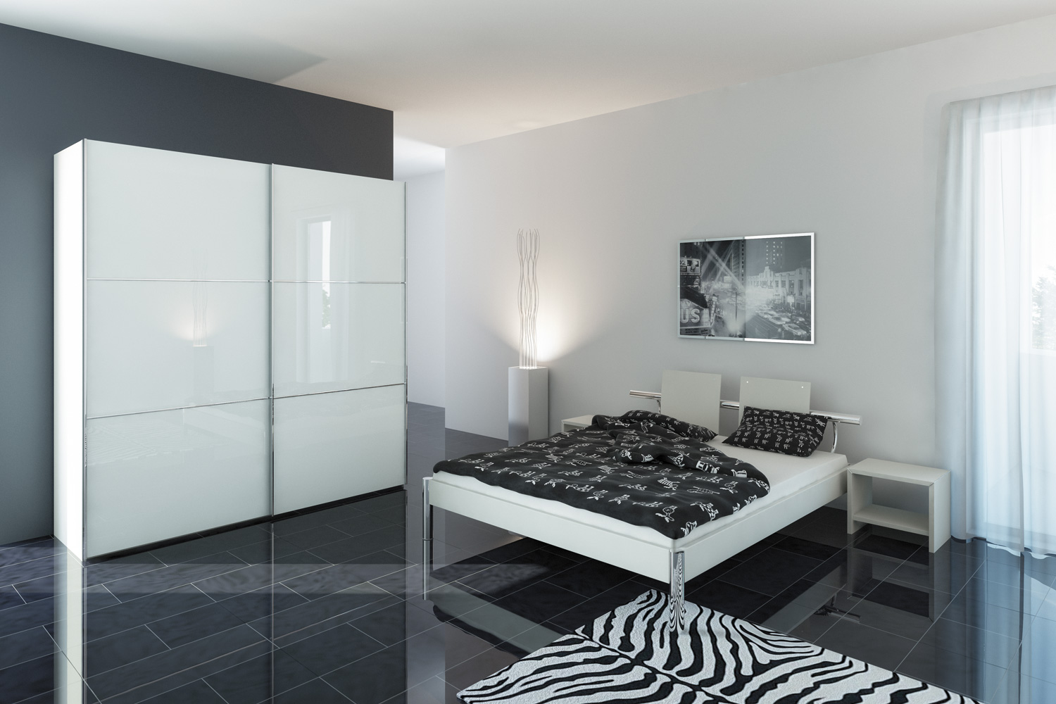Zoe Sliding Wardrobe 303cm White Glass Harvey Norman Ireland