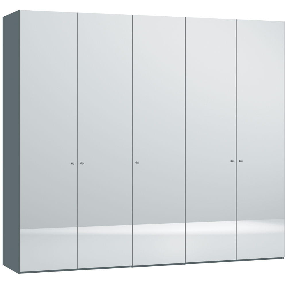 Mila Hinged 5 Door Wardrobe 203cm Mirror Body Metallic Harvey
