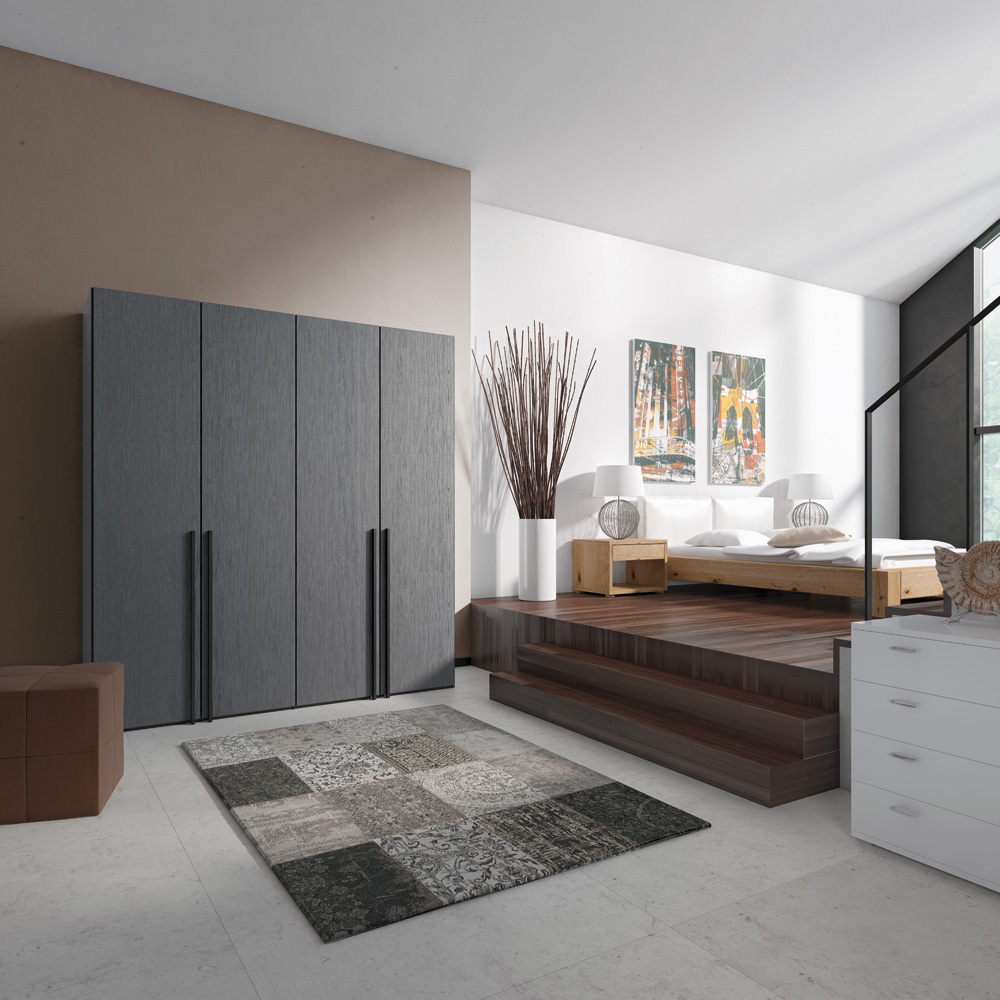 Lucy Hinged 5 Door Wardrobe 253cm Fino Antracite Mirror