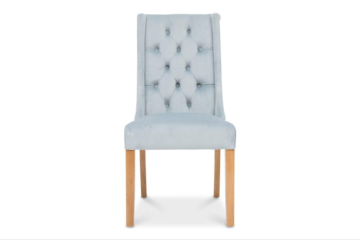 elsa dining chair oak leg blue velvet