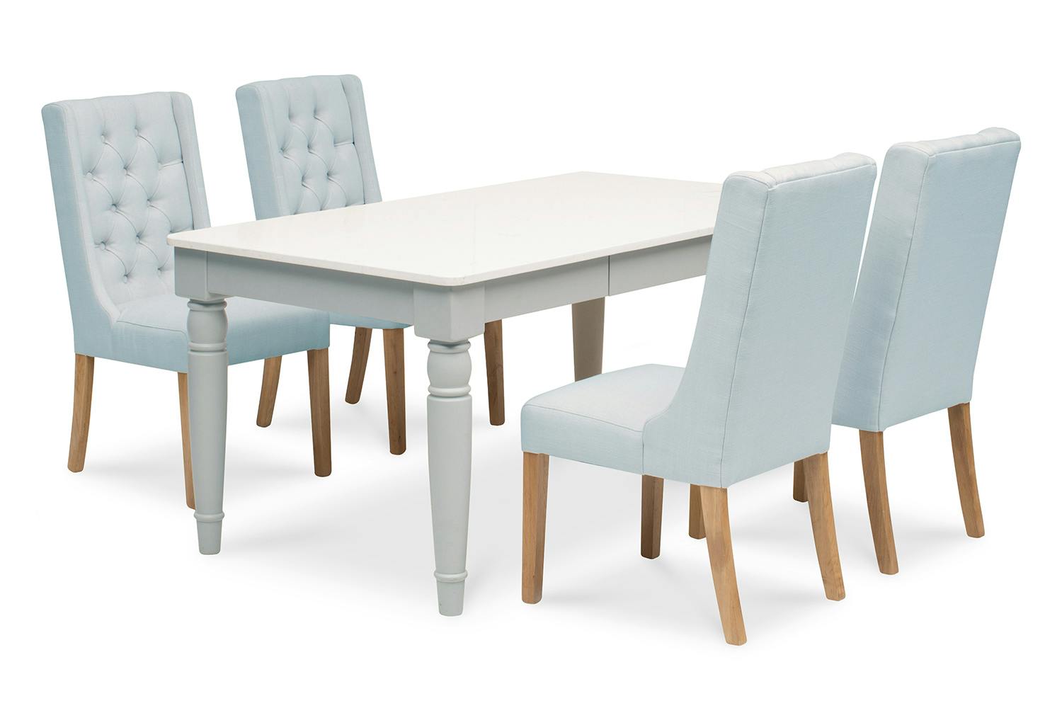carlow 5 piece dining set with elsa chair blue