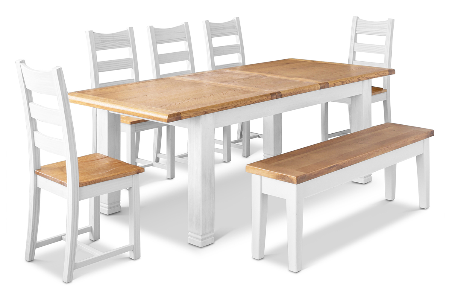 Dawn Dining Set with Bench 7 Piece White Harvey Norman Northern