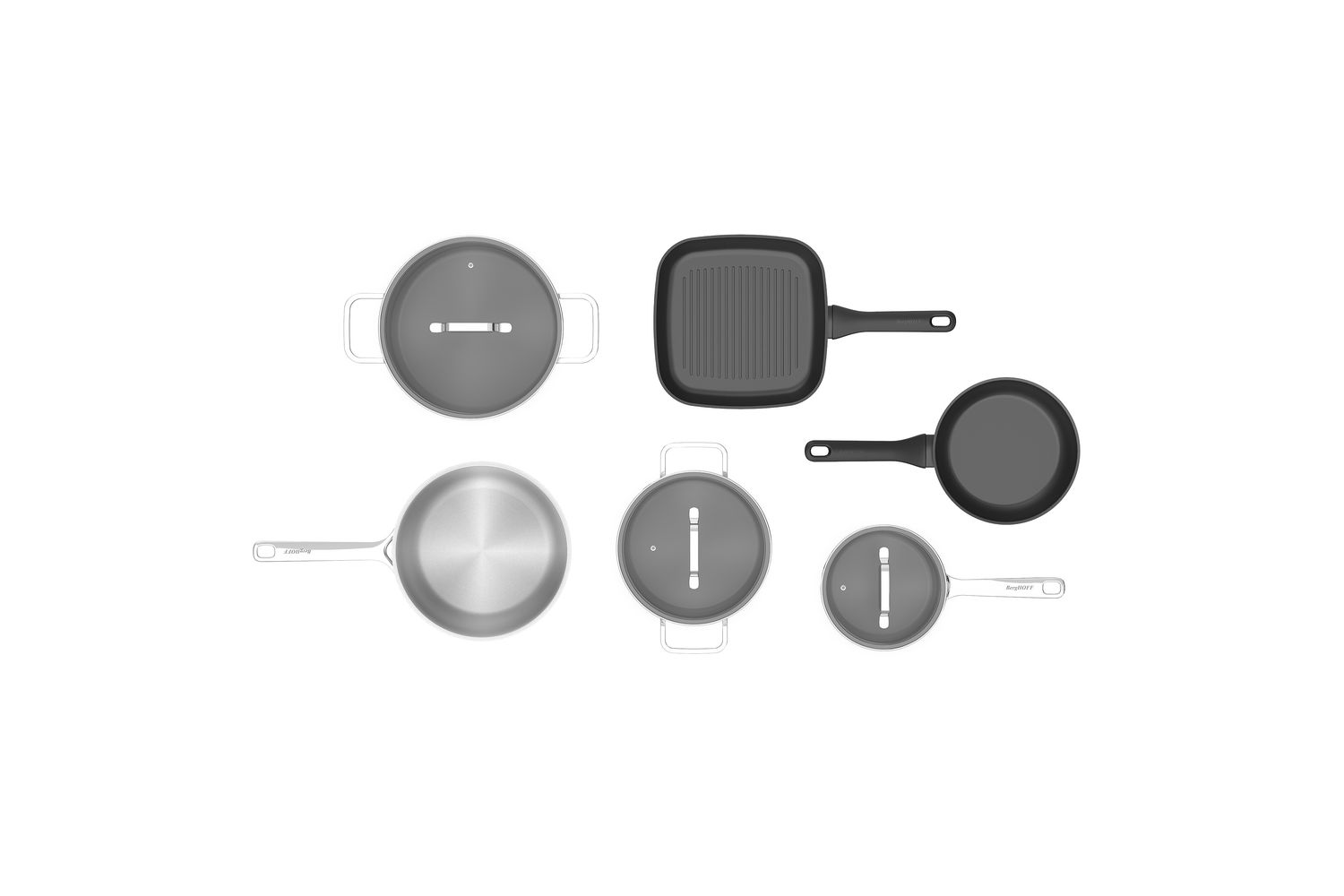 Berghoff 9pc Cookware Set Helix | Cookware Set | Recycled Stainless Steel & Aluminium | Multi-size