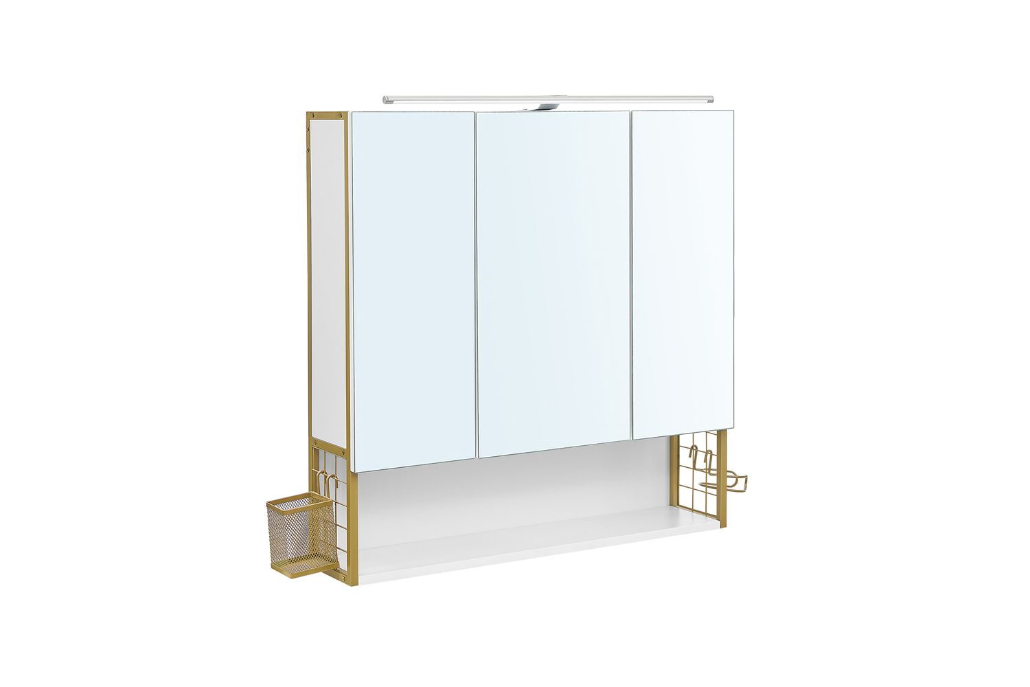 Vasagle Bbk124a10 Stylish Bathroom Cabinet With Washbasin, Led Lamp And Mirror