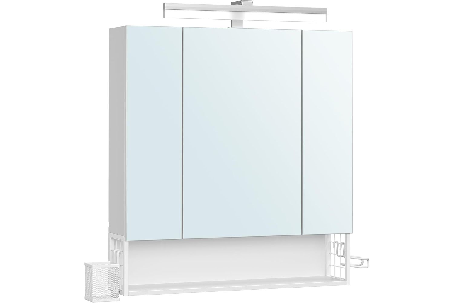 Vasagle Mirror Cabinet Bbk126w01, Stylish Bathroom Cabinet With Led Light