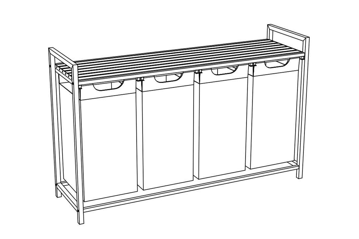 Vasagleblh401g01 Robust 3-bag Laundry Basket With Extra Storage Shelf - Perfect Solution For Efficient Laundry Organisation