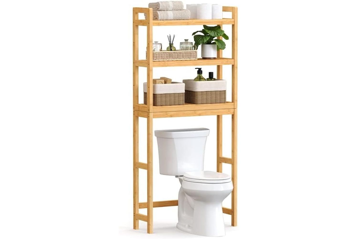 Songmics Over The Toilet Storage Unit With 3 Pull-out Fabric Bags