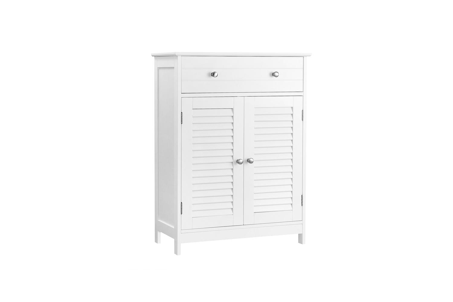 Vasagle Bbc552p36 Floor Cabinet With Adjustable Shelving, Louvred Doors, And Drawer - Durable & Elegant Bathroom Storage Solution