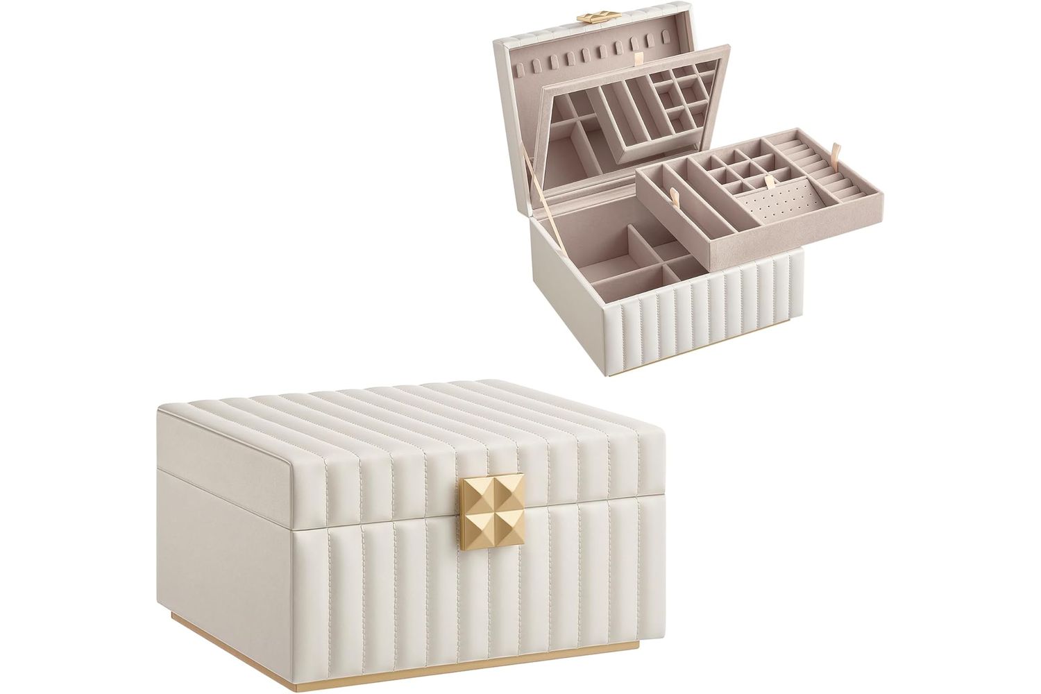Songmics Home Jbc182w01 Luxury Jewelry Box, Fashionable Storage And Organiser, Premium Wooden Watch And Jewelry Compartment