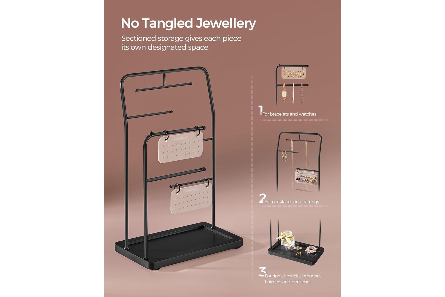 Songmics Jjs024b01 Elegant Jewelry Stand - Superior Material And Convenient Design For Wardrobe Or Dressing Room Organisation In Ireland