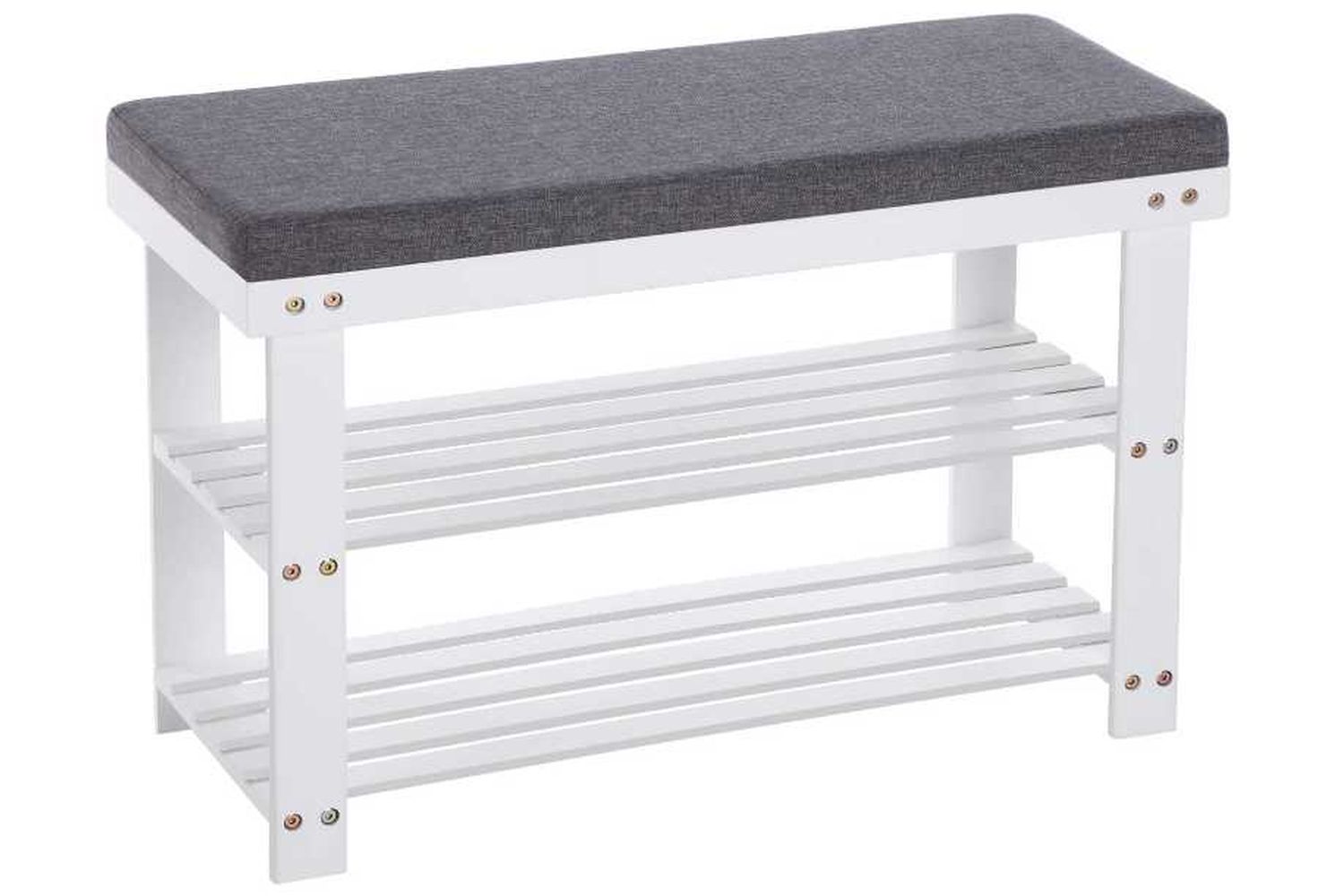 Songmics High Quality Metal Shoe Bench, Rust Resistant, Compact And Adjustable Diy Shoe Organiser Storage In White