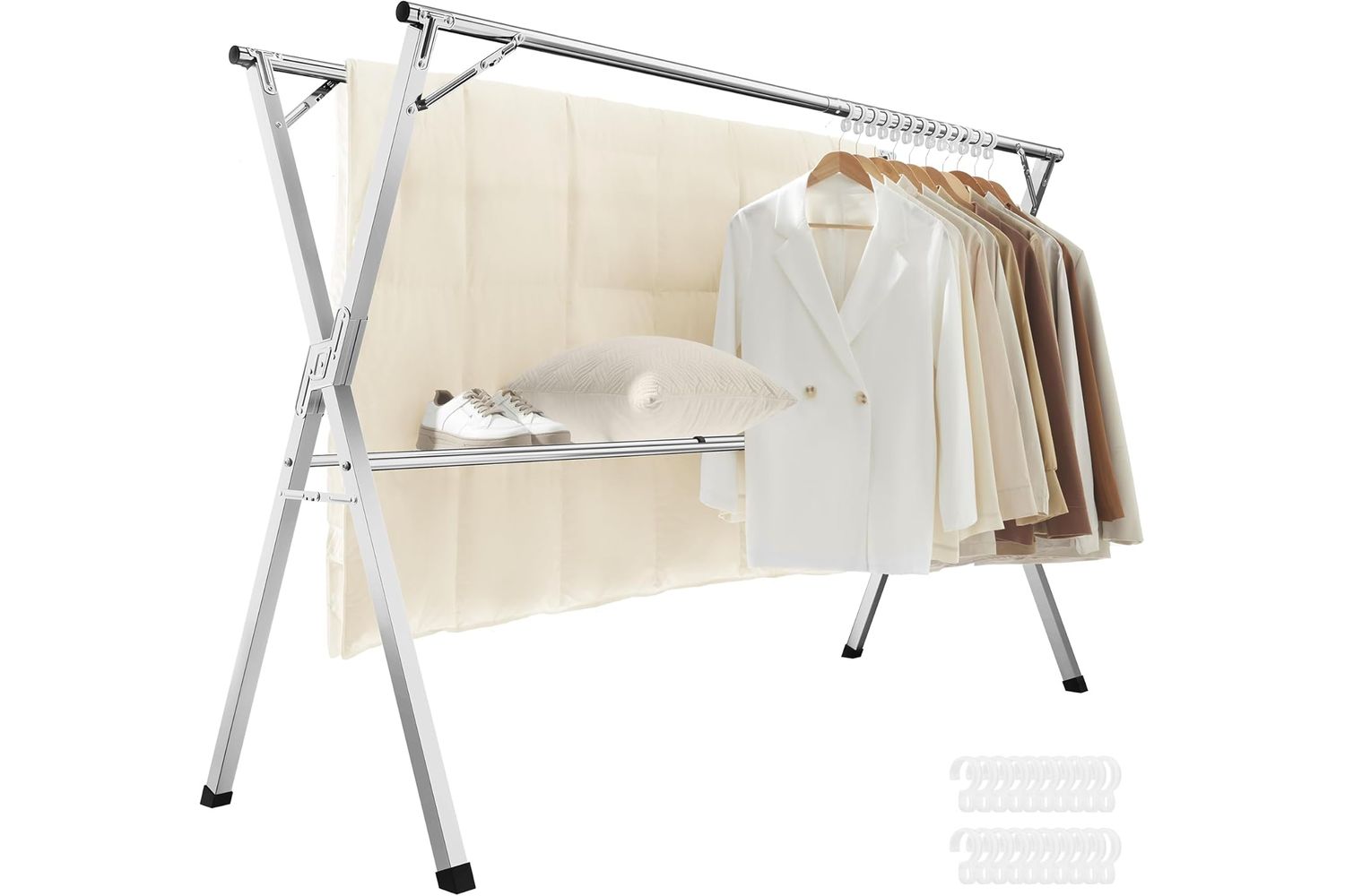 Songmics Llr902e01 Portable Clothes Drying Rack, High-quality Metal Clothesline, Practical Adjustable Laundry Rack