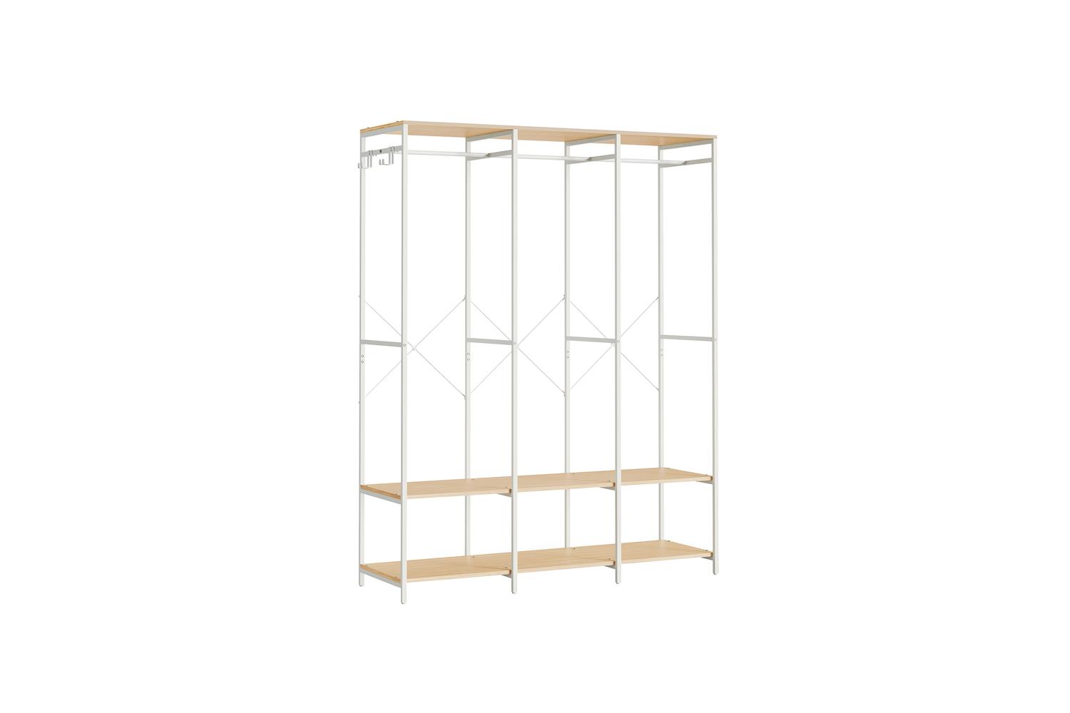 Songmics Spacious Portable Wardrobe With Durable Steel & Wood Construction, Multiple Storage Racks - Rgr005w67 (natural Beige)