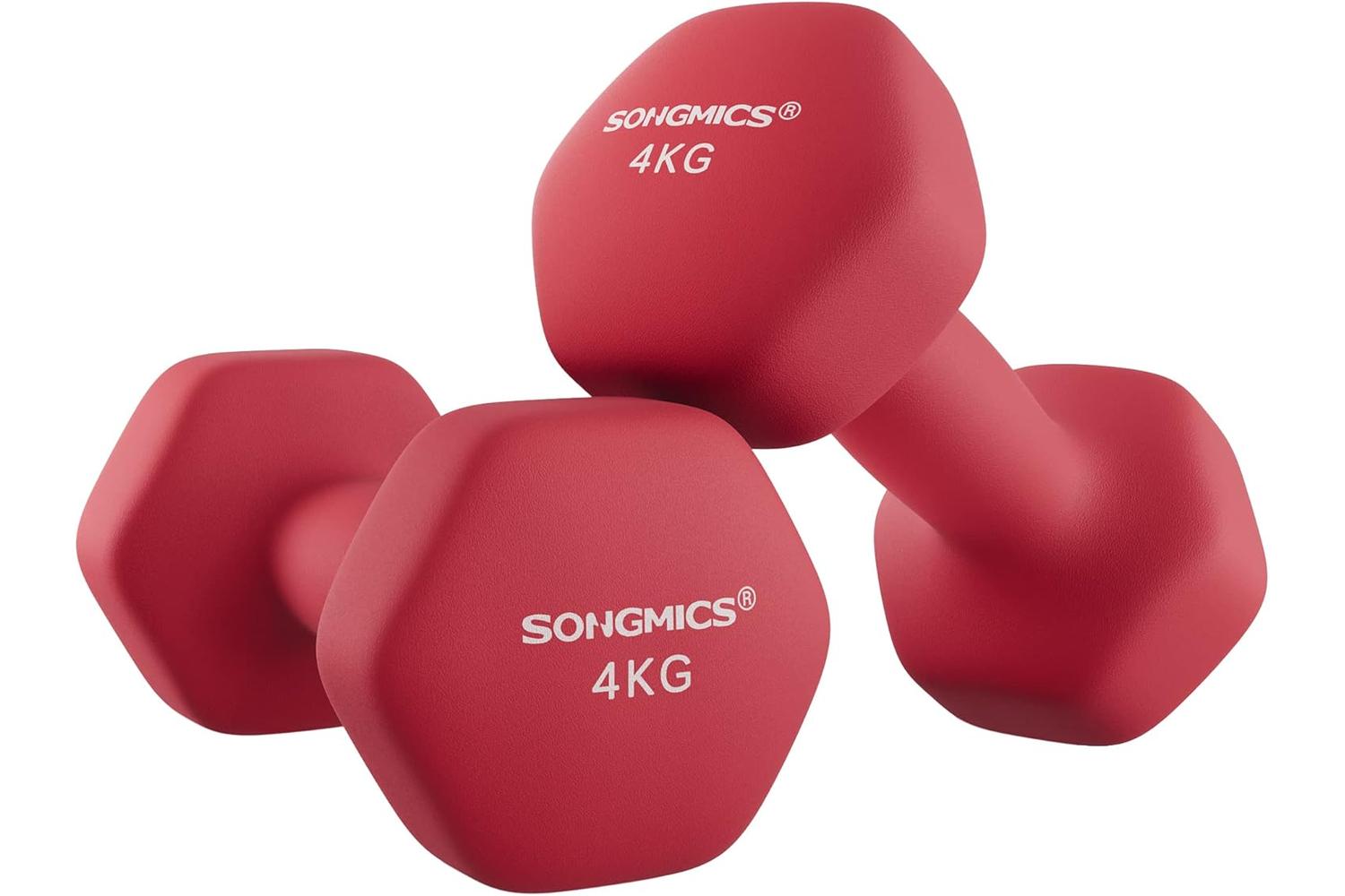 Songmics Syl908r01 Dumbbell - 2 X 4kg, Quality Vinyl Coated, Anti-rolling Design For Strengthening Muscles And Fat Loss