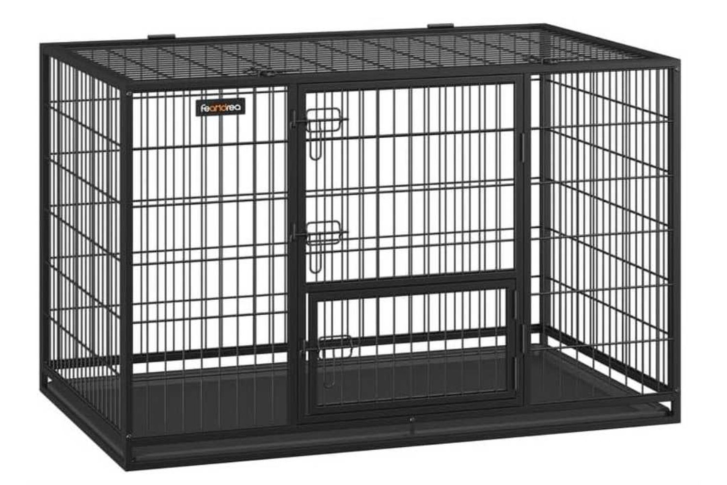 Feandrea 48" Heavy-duty Dog Cage Ppd003b01v1 With Dual Locking Doors For Safer Pet Residence