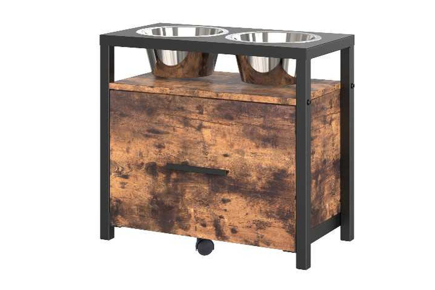 Feandrea Prb101x01 Raised Dog Bowl With Vintage Design And Incorporated Storage Drawer