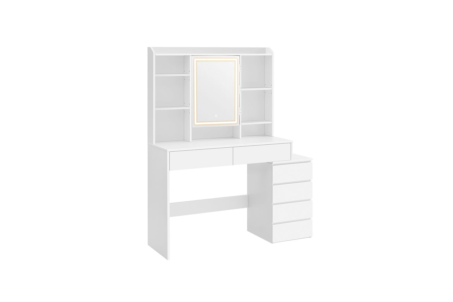 Vasagle Vanity Table With Led Lighting, Adjustable Storage Shelves