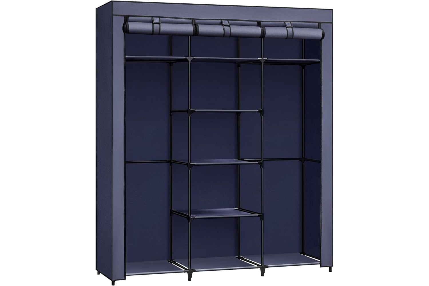 Songmics Ryg012i02 Robust Metal Wardrobe With Fabric Shelves And Clothes Rails – Ideal Storage Solution For Small Apartments
