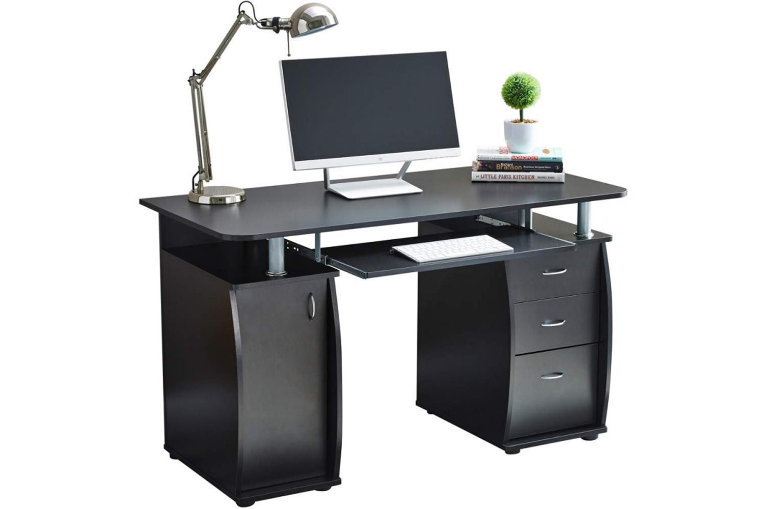 Raygar Deluxe Computer Desk & Cabinet 3 Drawers | Black