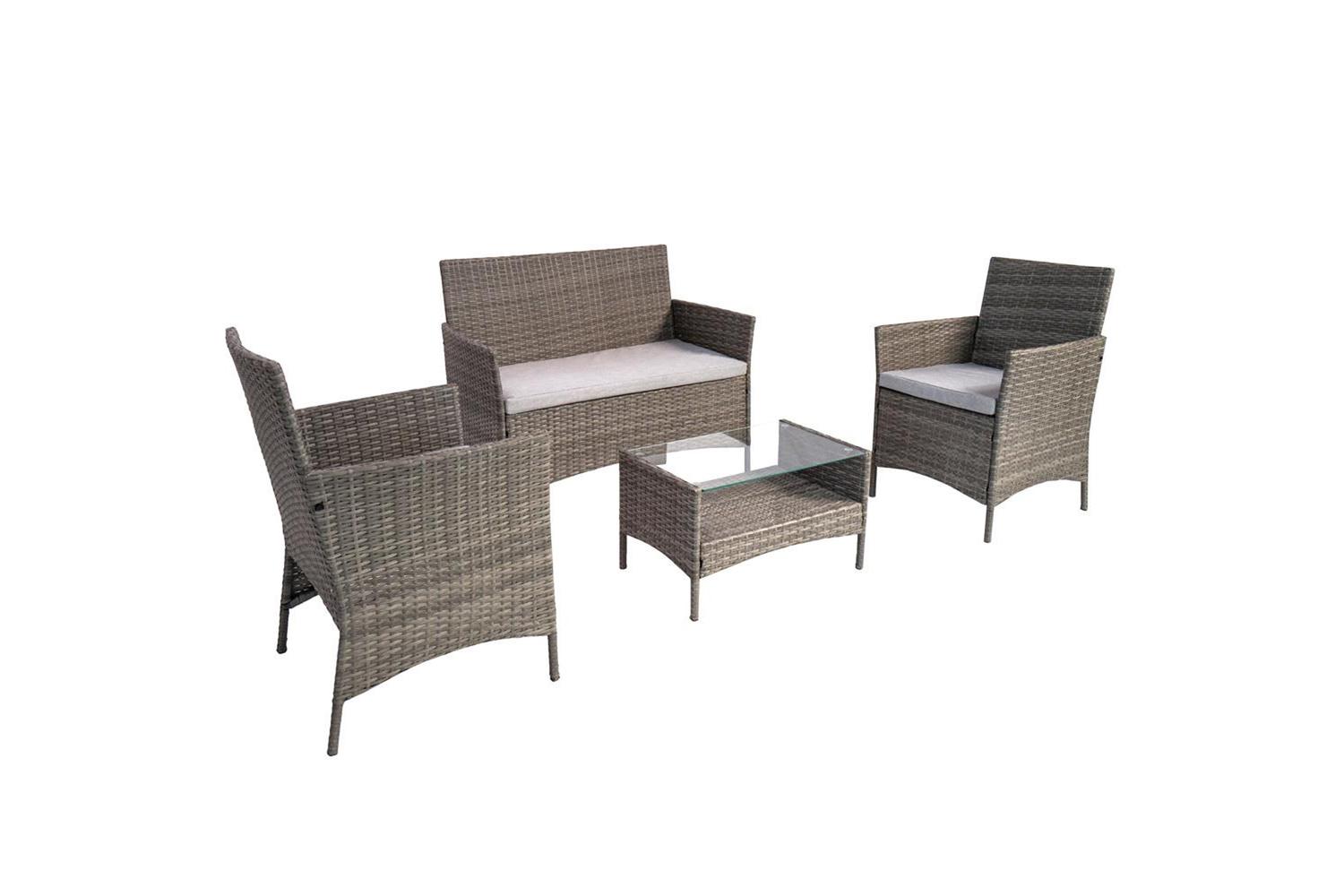 Vienna Deluxe Rattan 4 Seater Sofa Set With Rectangular Table - Grey