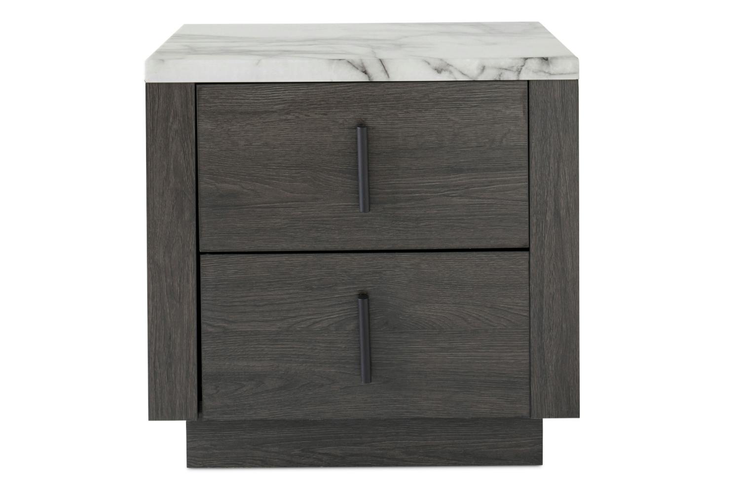Aspen Bedside Table | 2 Drawer | Marble Effect Top