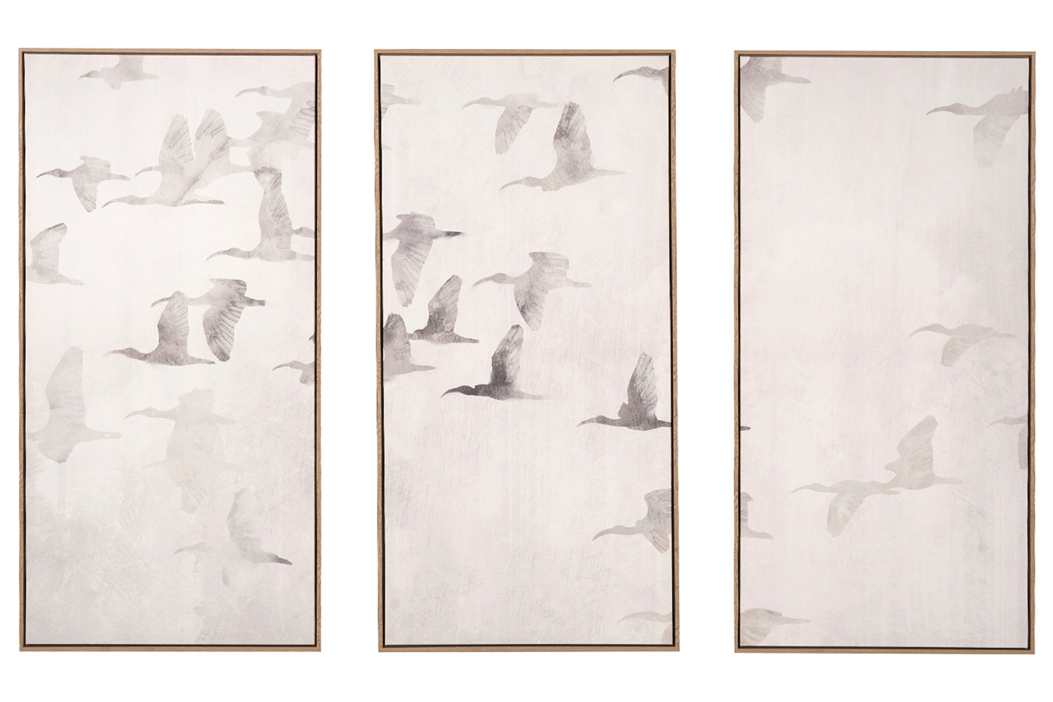 Natural Framed Canvas Print | Beige & Grey | 60 x 120 cm | Set of 3