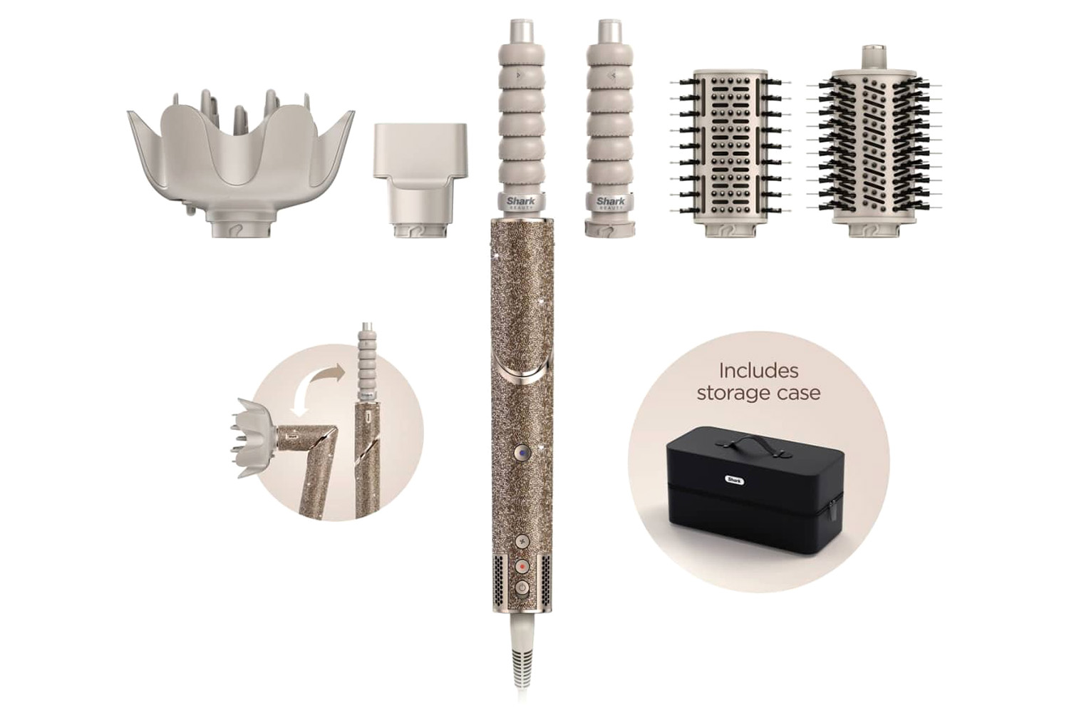 Shark FlexStyle 5-in-1 Air Styler & Hair Dryer Gift Set | HD446JSUK | Champagne Sparkle