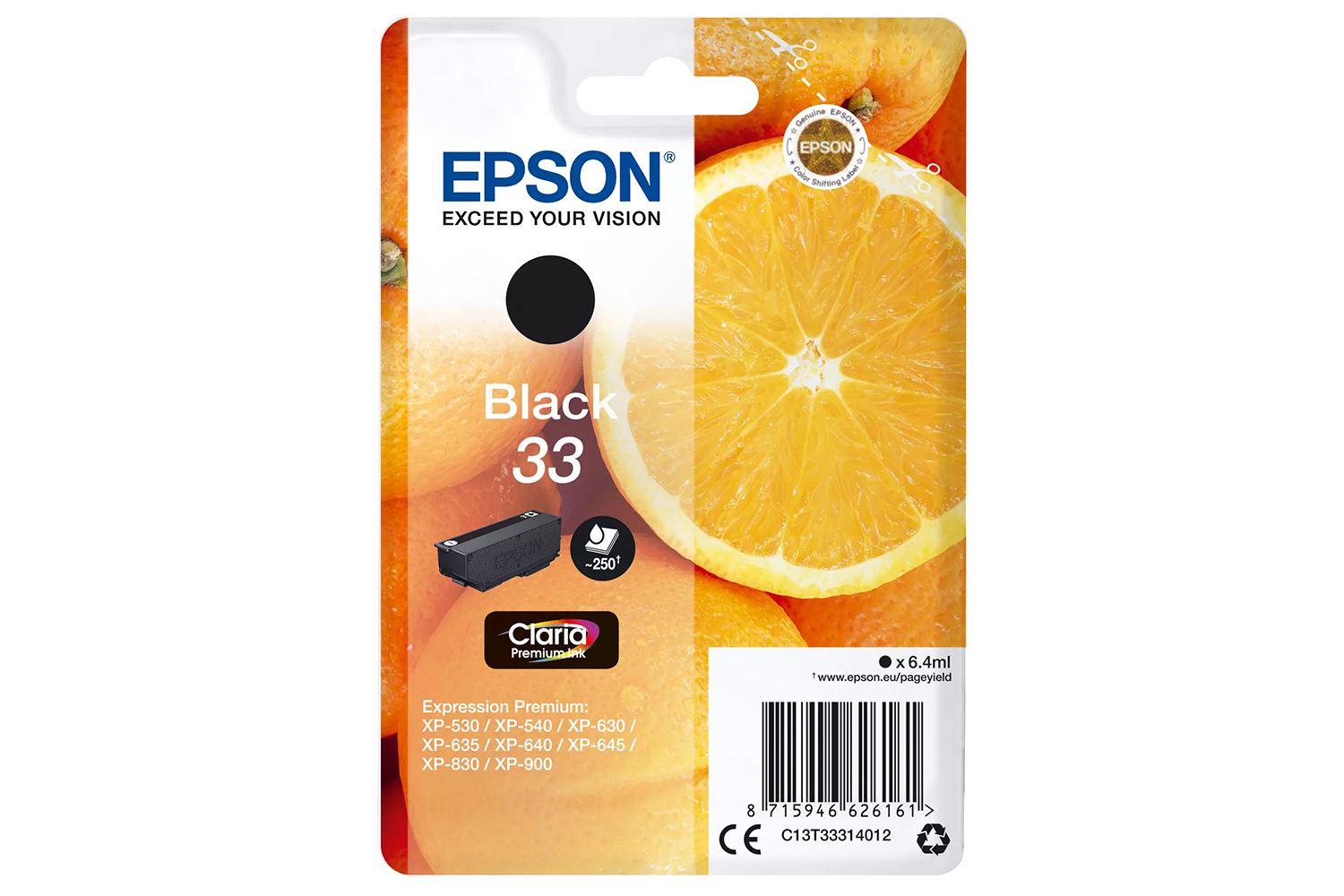 Epson 33 Oranges Single Claria Premium Ink | Black