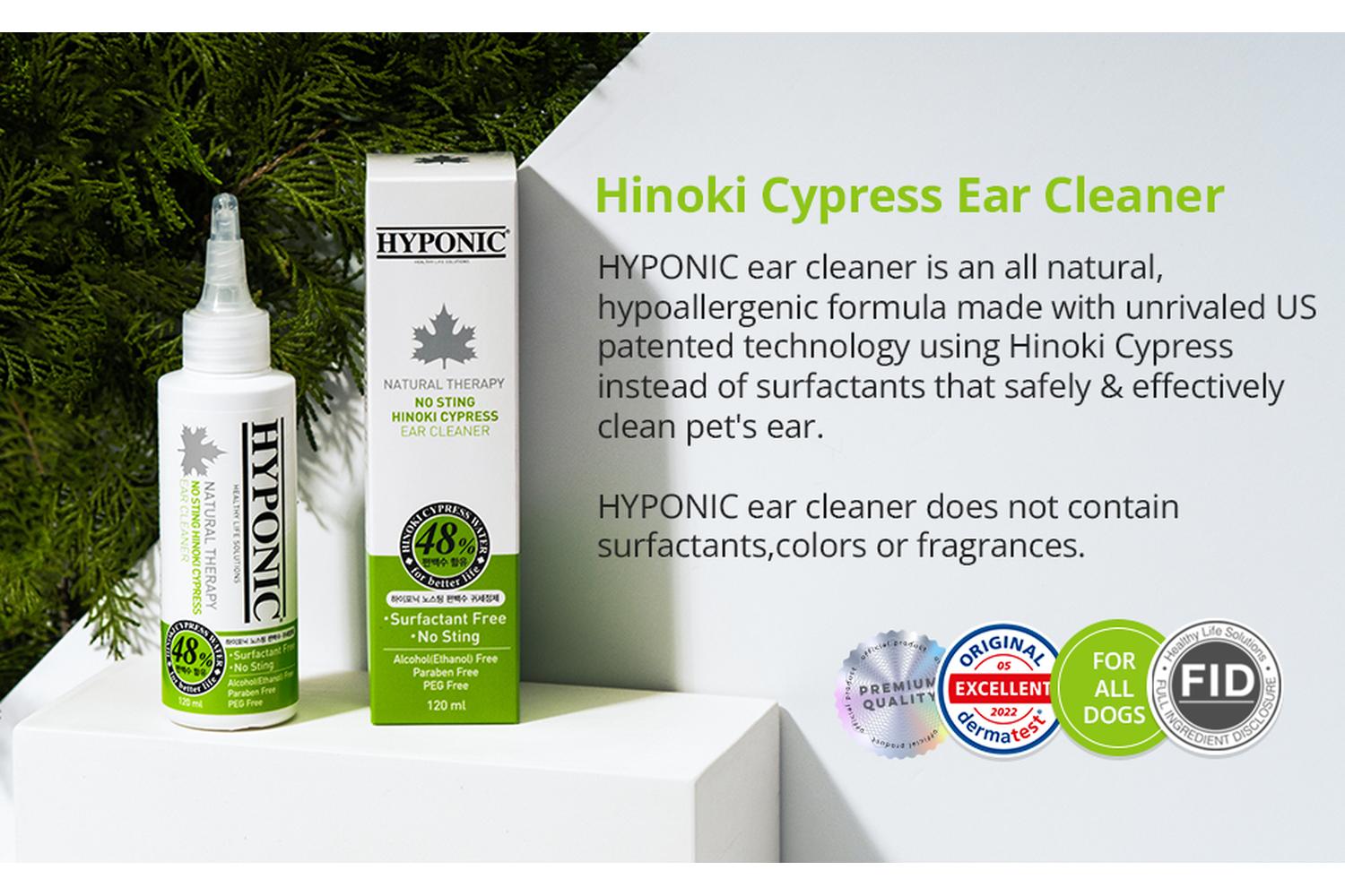 Hyponic No-sting Hinoki Cypress Ear Cleaner | Natural Pet Ear Cleaning Solution