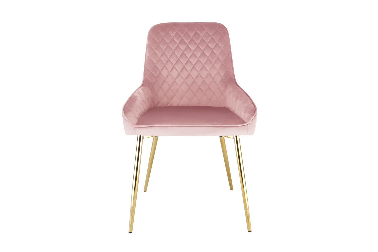 Evie Dining Chair | Velvet | Golden Legs | Pink