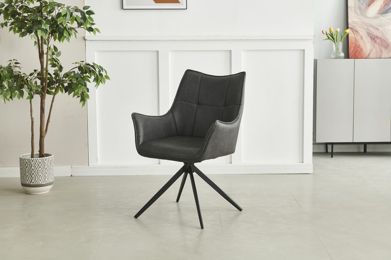 Vito Dining Chairs | Leather | Black | Set of 2