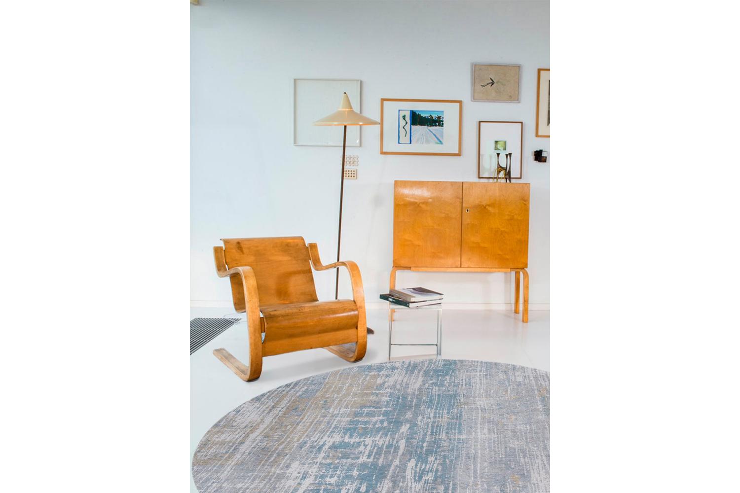 Louis De Poortere | Streaks | Indoor Eco Rug | Blue | 240 x 240 cm