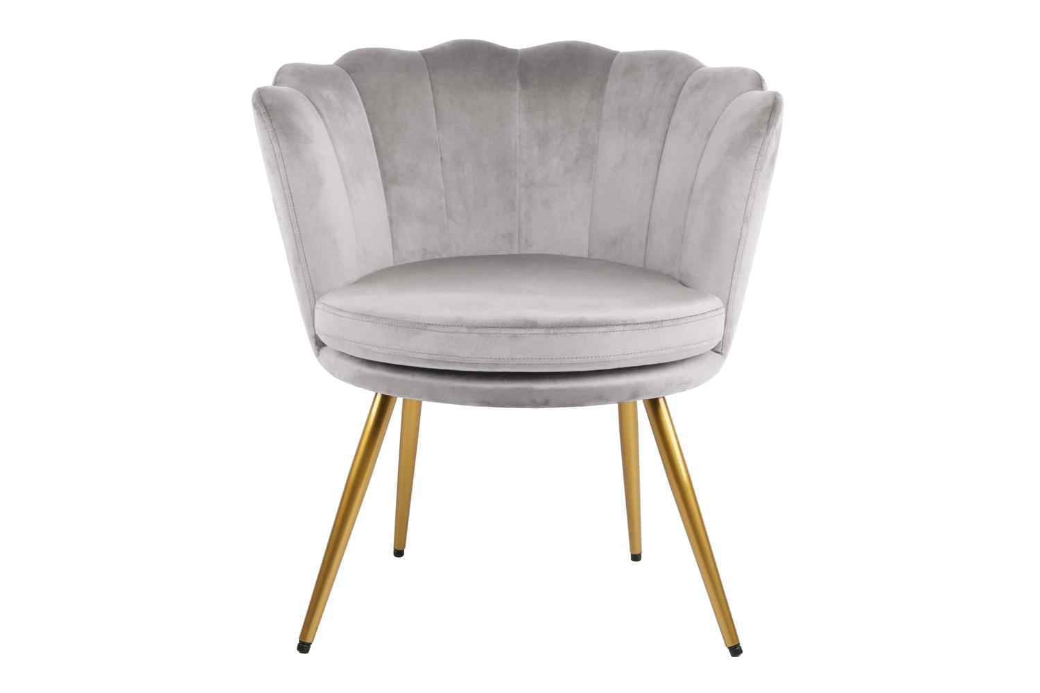 Genesis Flora Accent Chair | Petal Back Scallop | Velvet | Silver Grey