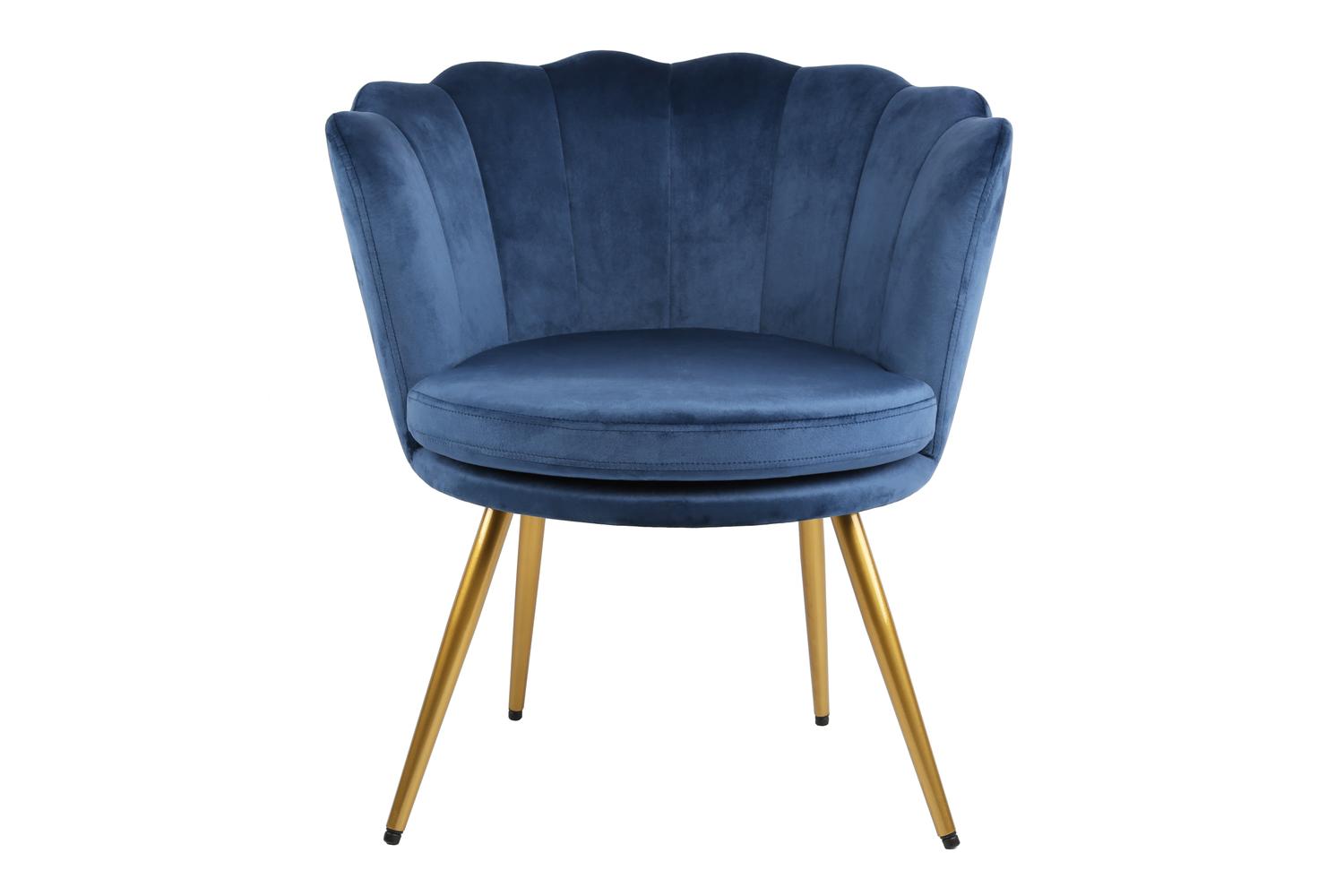 Genesis Flora Accent Chair | Petal Back Scallop | Velvet | Navy