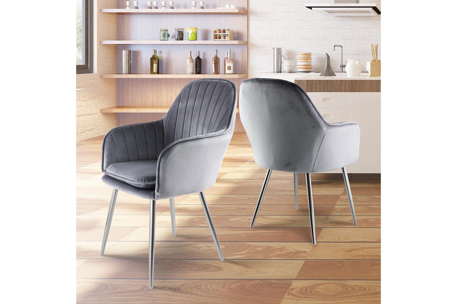 Genesis Muse Accent Chair | Velvet | Set of 2 | Grey