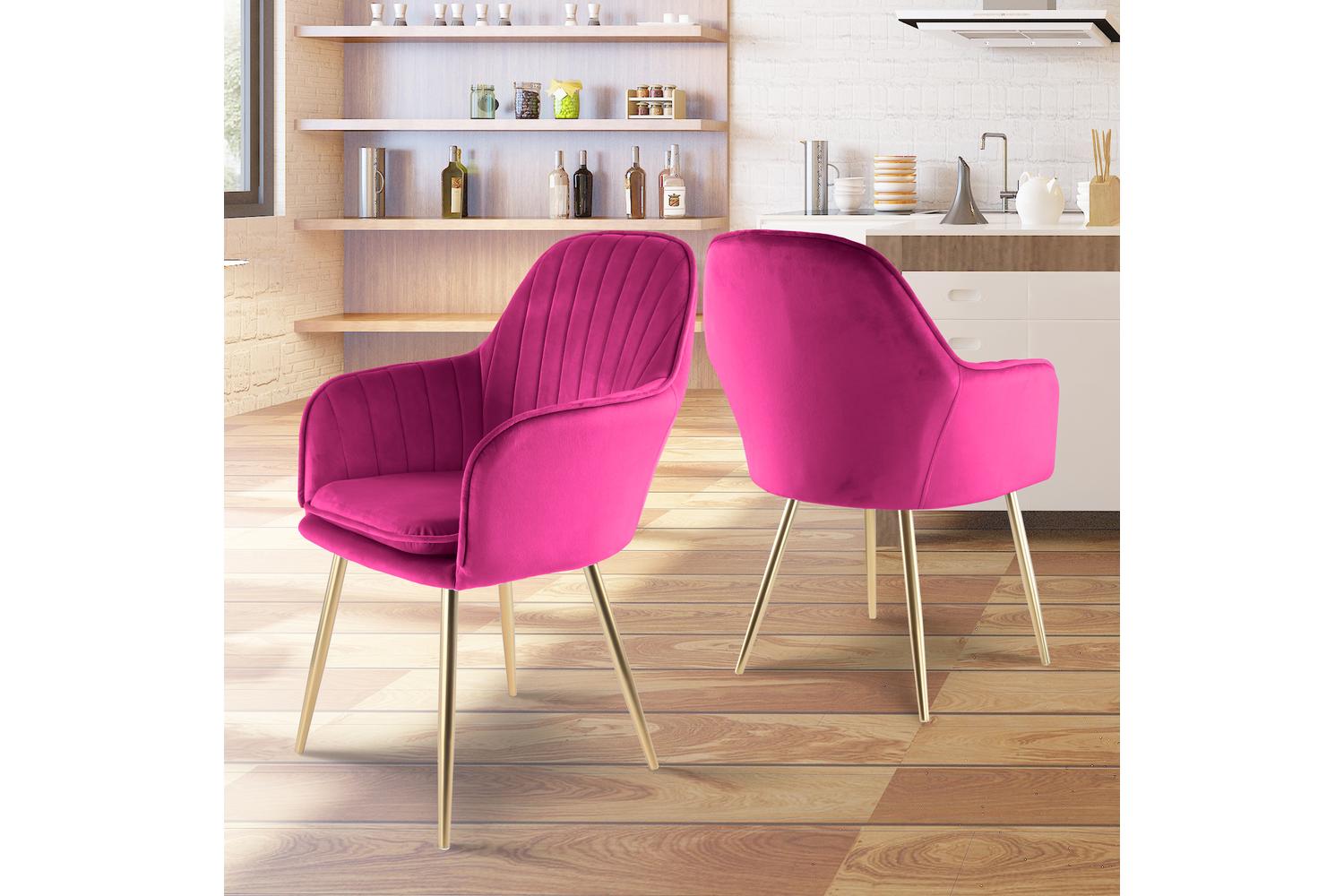 Genesis Muse Accent Chairs | Velvet | Set of  2 | Fuchsia Pink