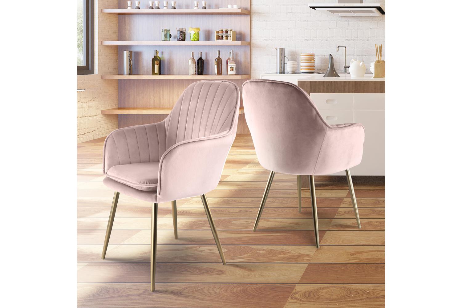 Genesis Muse Chair In Velvet Fabric X 2 - Silver Pink