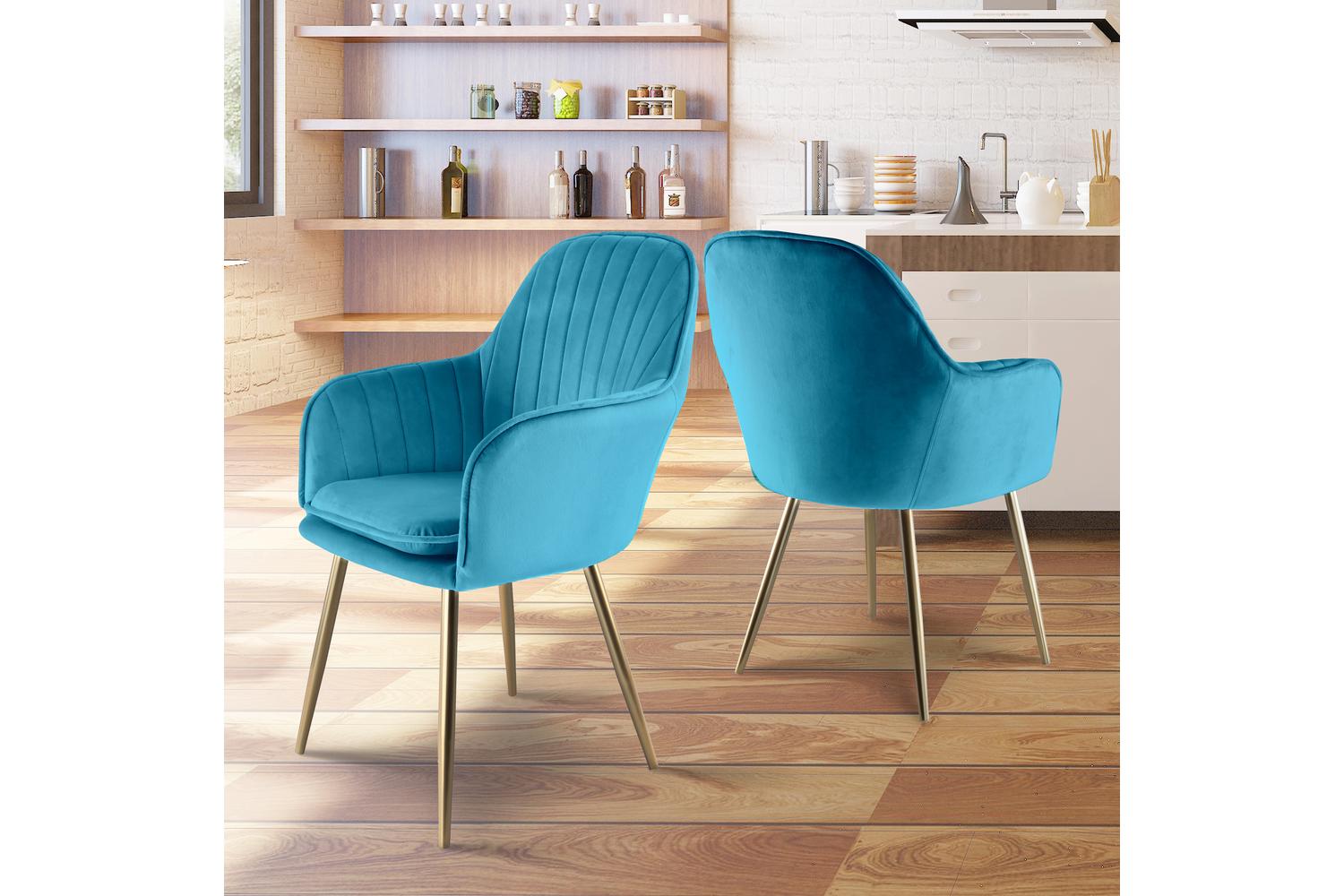 Genesis Muse Chair In Velvet Fabric X 2 - Teal