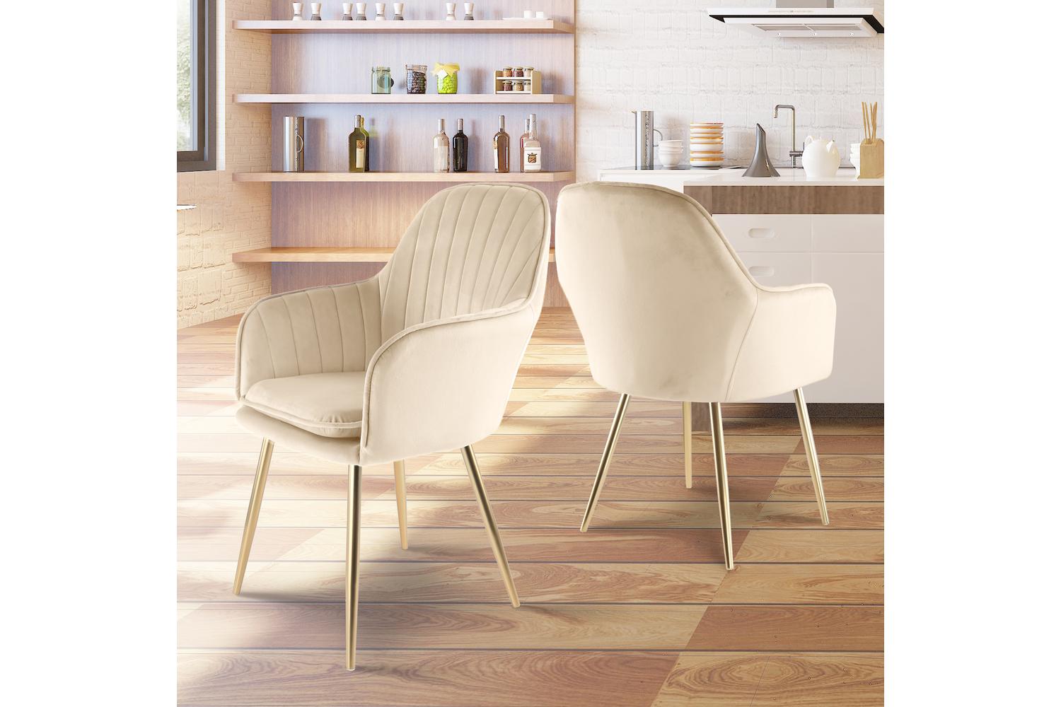 Genesis Muse Chair In Velvet Fabric X 2 - Champagne