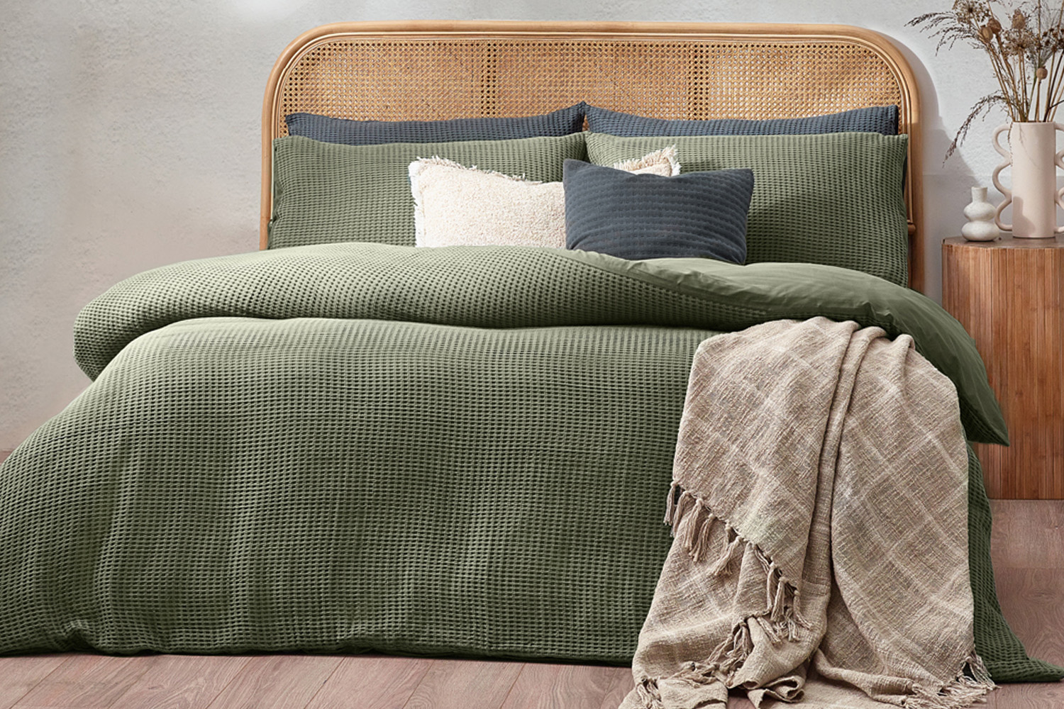 Yard | Chunky Waffle Duvet Cover Set | Eucalyptus | King