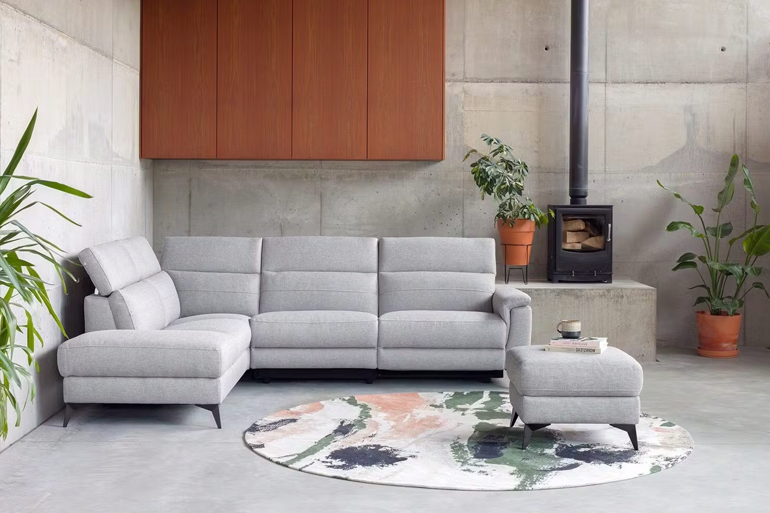 Penny Chaise Sofa | Power Recliner | Fabric | Grey