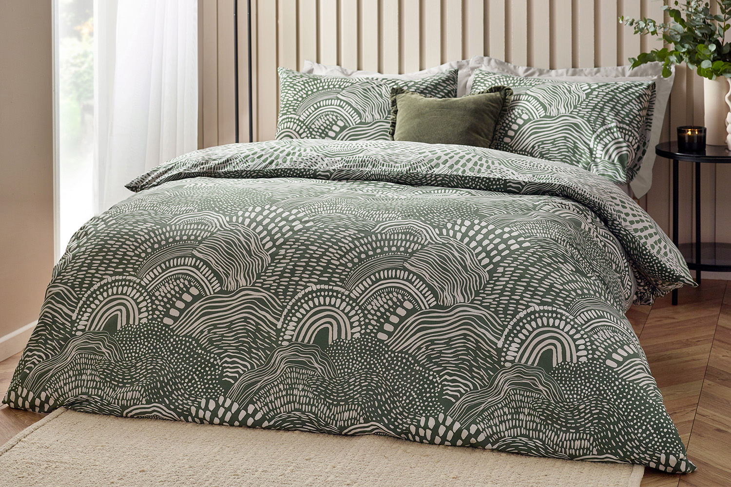 Yard | Nola Duvet Cover Set | Olive | Super King