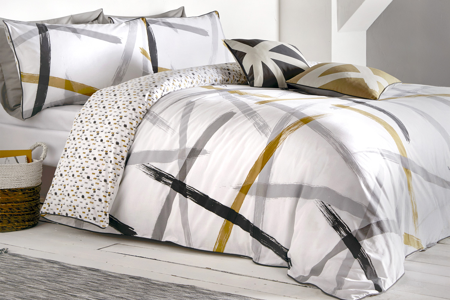 Appletree | Leda Duvet Cover Set | Ochre/Grey/White | Single