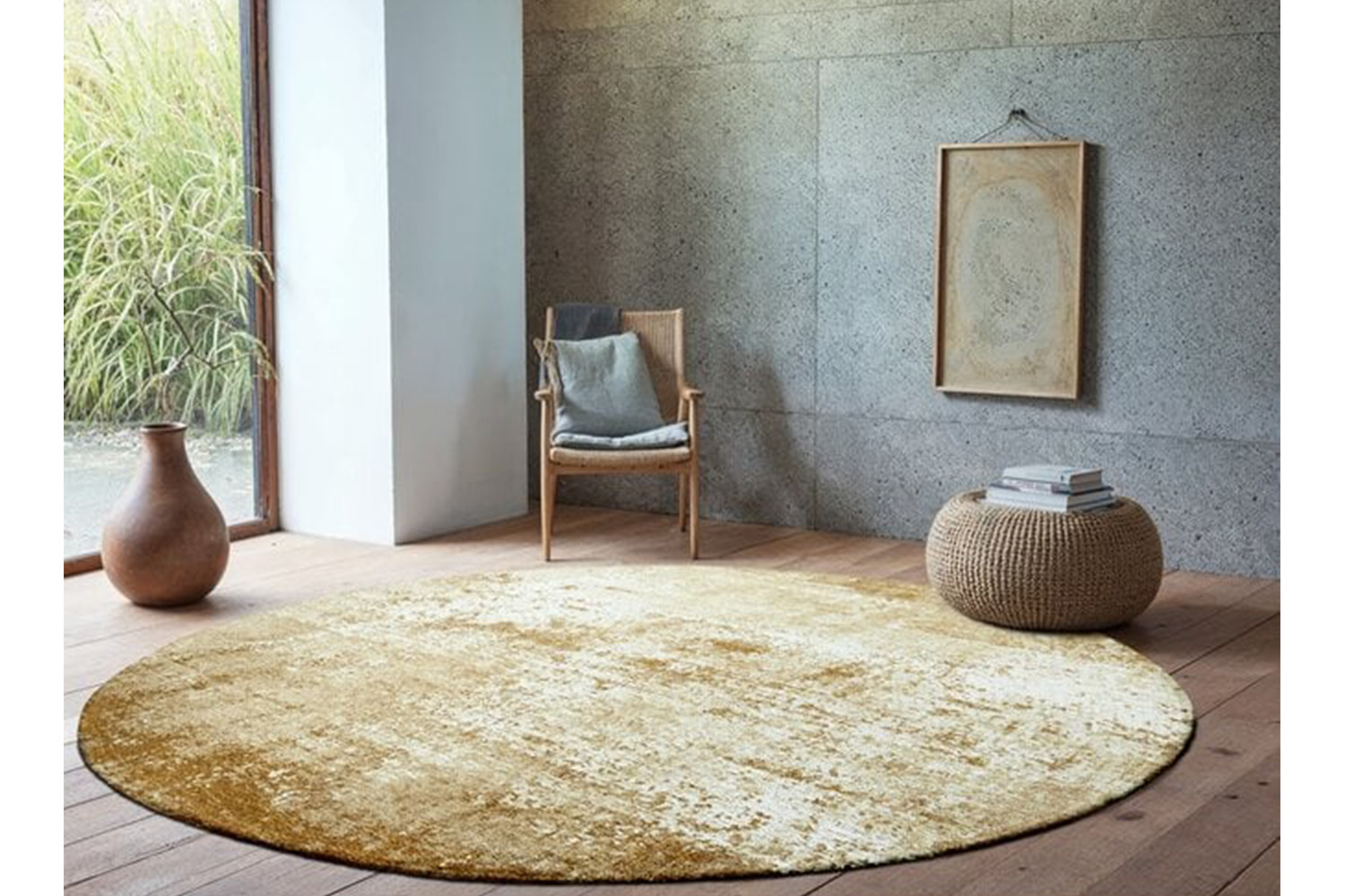 Louis De Poortere | Virgin Land Mercury Eco Rug | Yellow | 140 x 140 cm