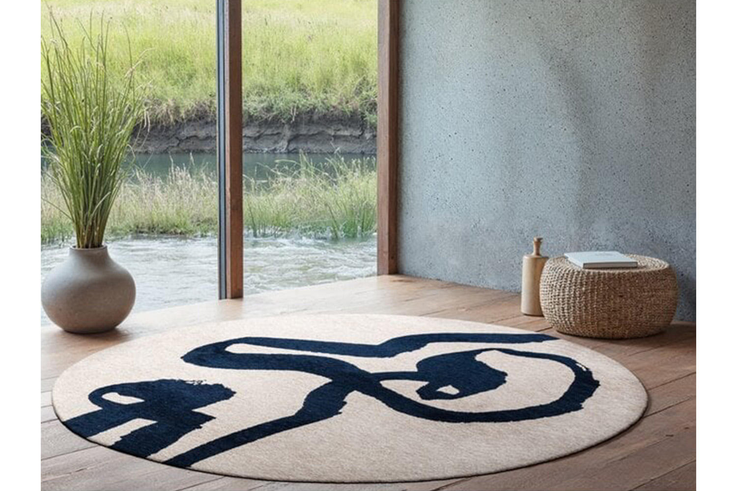Louis De Poortere | Ribbon | Indoor Eco Rug | Blue/White | 240 x 240 cm