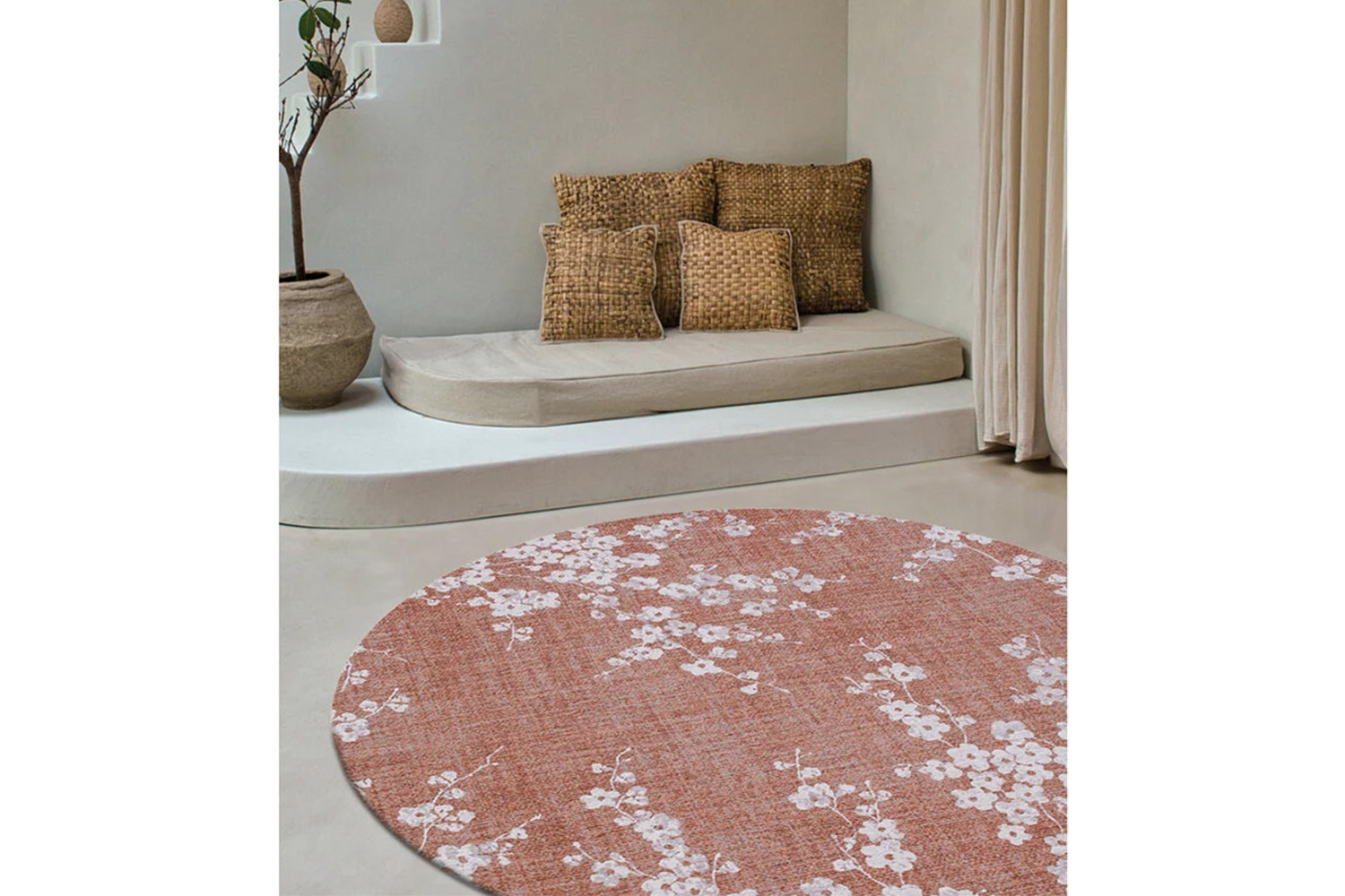 Louis De Poortere | Sakura | Indoor Eco Rug | Pink | 140 x 140 cm