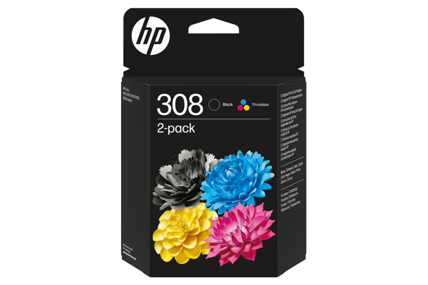 HP 308 Original Ink Cartridge | Black/Tri-color | Pack of 2