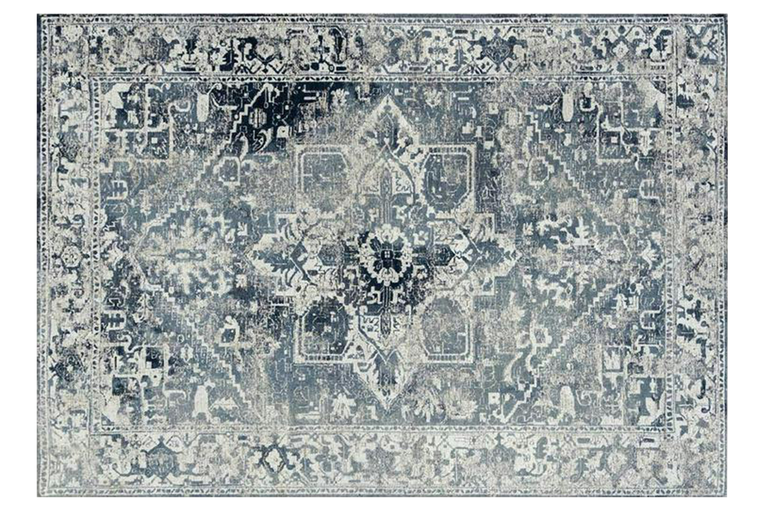 Louis De Poortere | Tabriz Atlantide Indoor Eco Rug | Blue | 140 x 200 cm