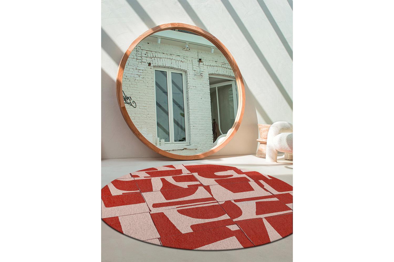 Louis De Poortere | Papercut | Indoor Eco Rug | Red/White | 240 x 240 cm